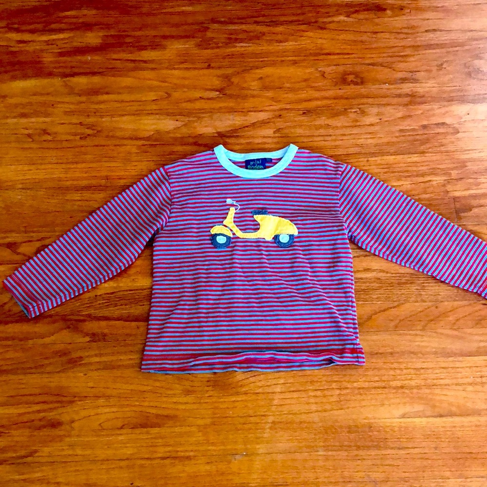 Mini Boden Striped Red & Blue Long Sleeves Cotton Shirt